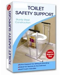 Stand Alone Toilet Safety Grab Rail with Magazine Rack