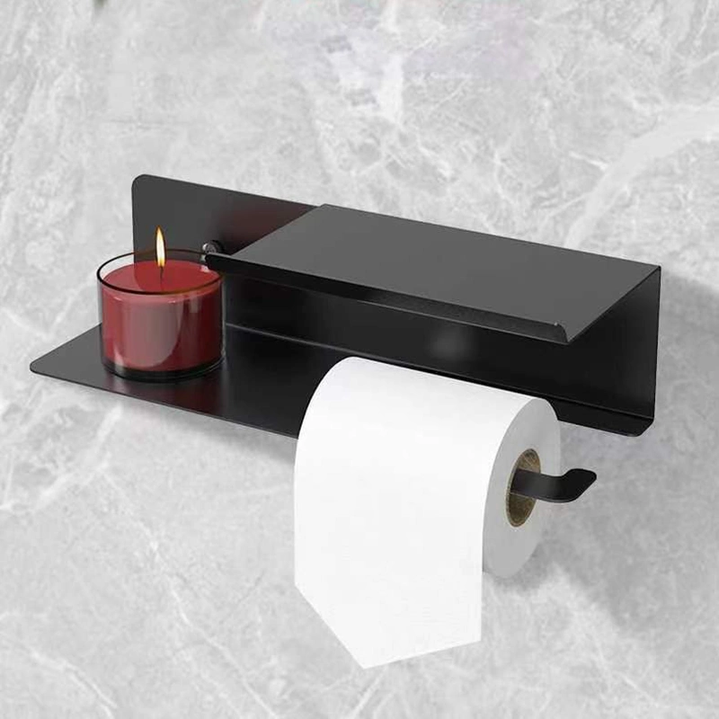 New Wall Mounted Self-Adhesive Toilet Paper Holder Tissue Holders with Mobile Phone Storage Shelf