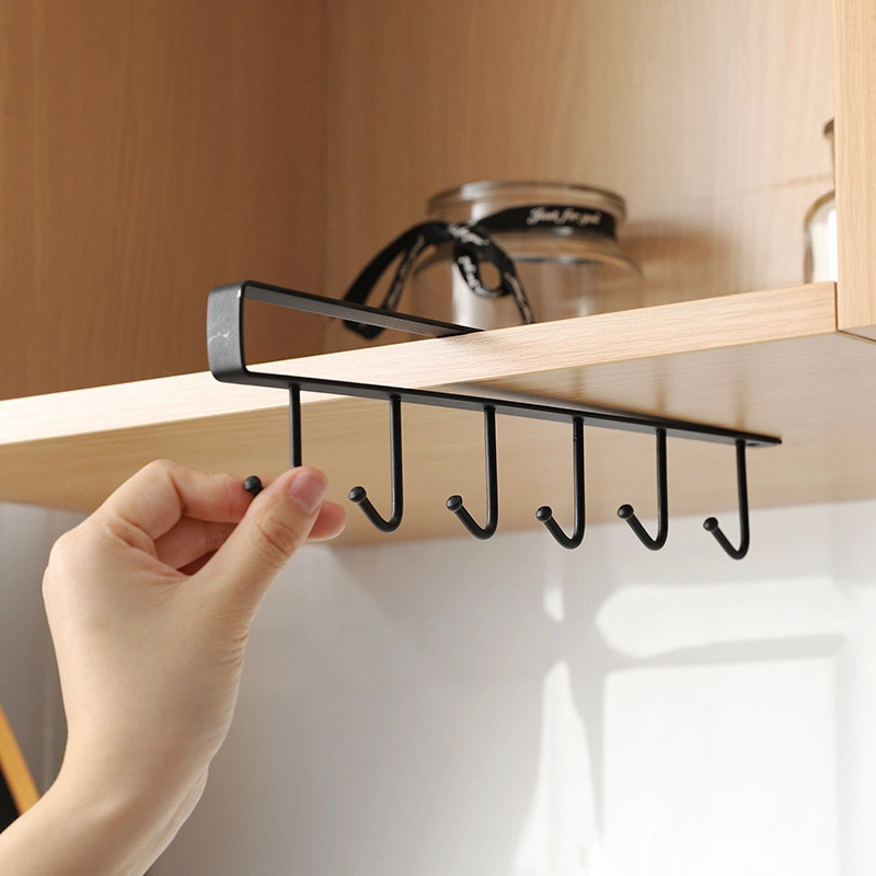 Storage Racks Cabinet Hook Cup Holder with 6 Hooks Double Row Hanging Hook for Kitchen Spoon Coffee Cup Organizer Clothes Shelf