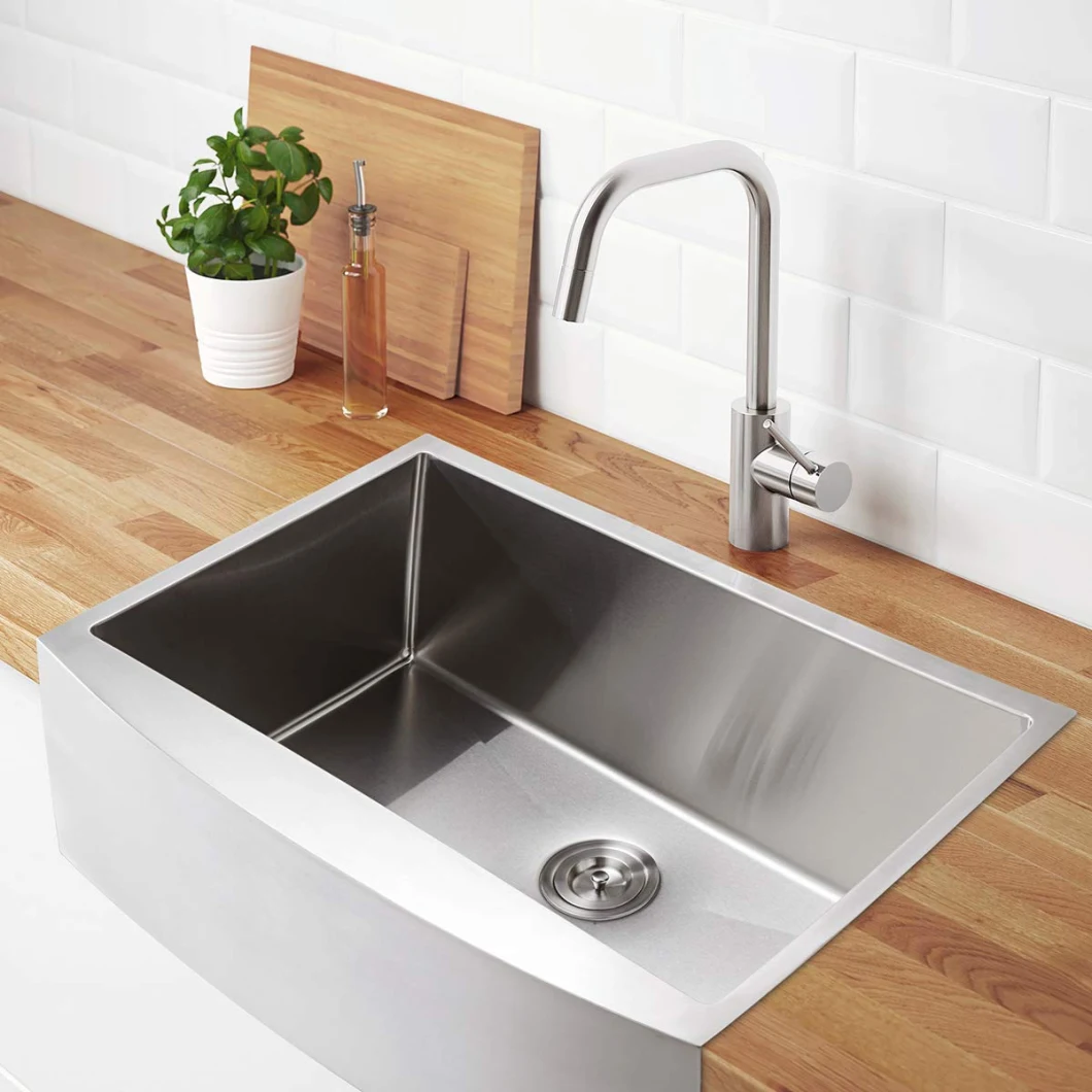 Aquacubic Cupc Certified Handmade Single Bowl Farmhouse Apron Front 304 Stainless Steel Kitchen Sink