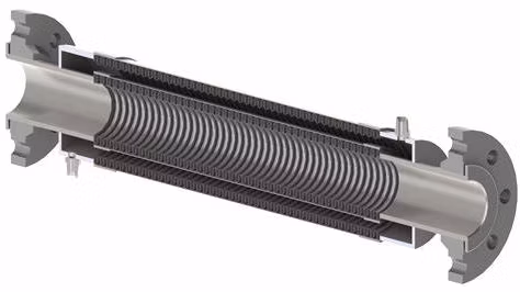 Mangueira tipo jaqueta, 304, 321, 316L, aço inoxidável corrugado de dupla camada, fio trançado, flange, mangueira flexível de metal